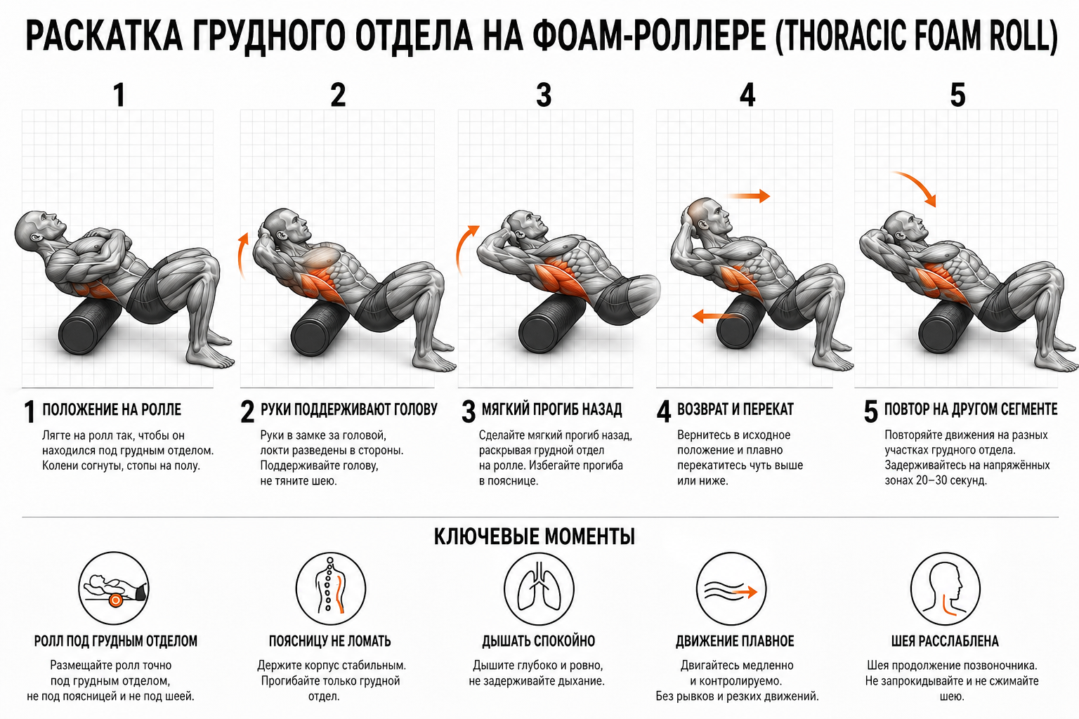 Раскатка грудного отдела на роллере